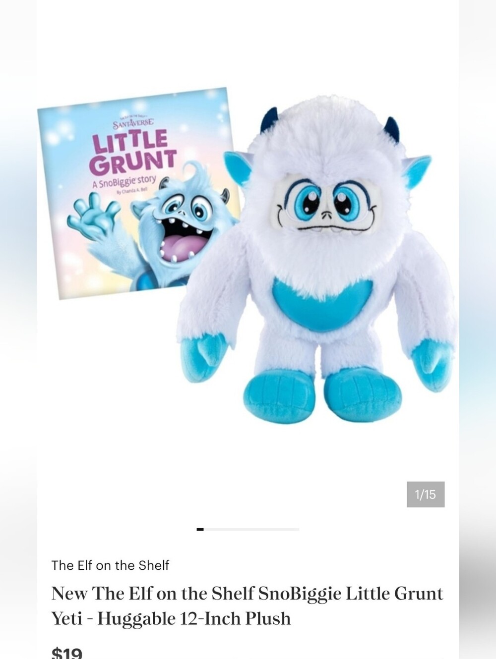 New The Elf on the Shelf SnoBiggie Little Grunt Yeti - Huggable 12-Inch Plush